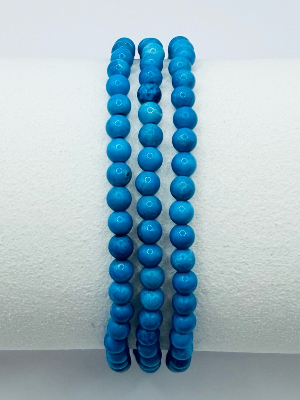 Three Turquoise Semi-Precious Bead Stackable Stretch Bracelets